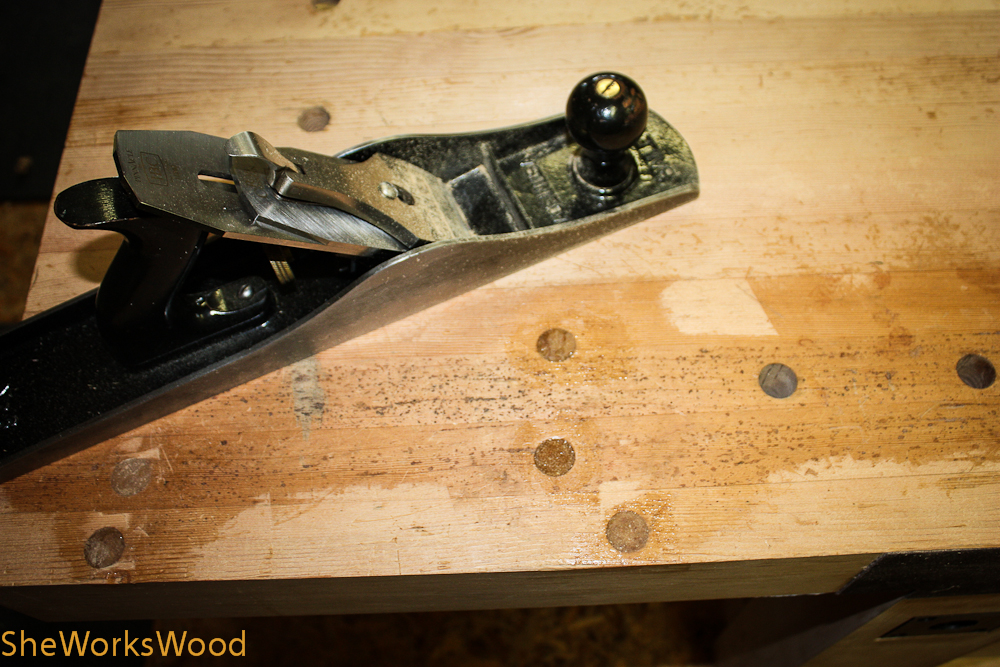 Flattening the workbench top | She Works Wood